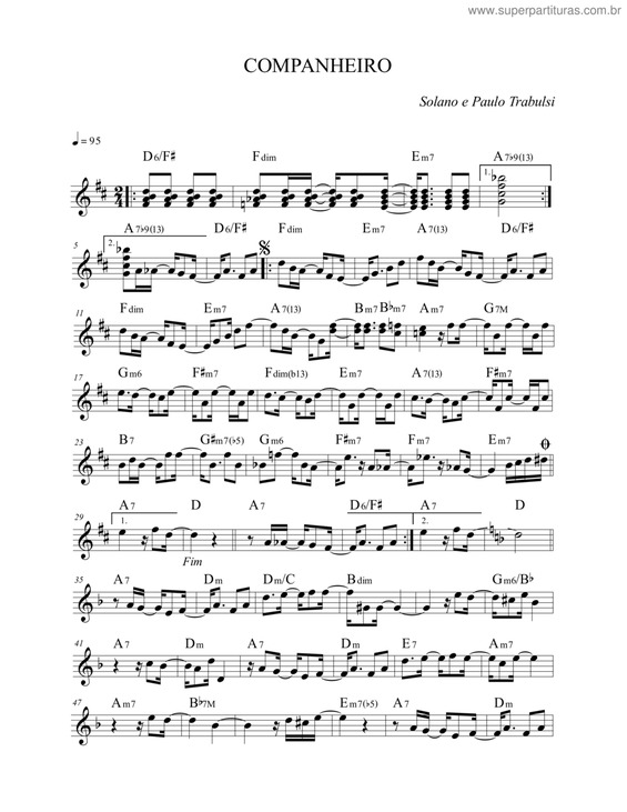 Partitura da música Companheiro