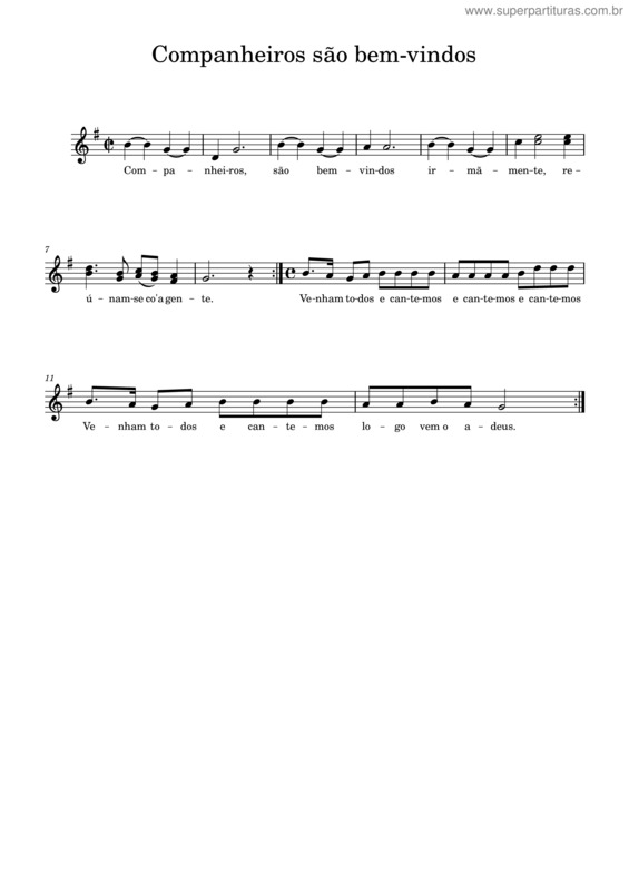 Partitura da música Companheiros São Bem-Vindos