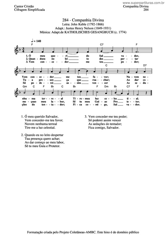 Partitura da música Companhia Divina