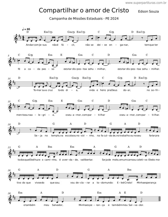 Partitura da música Compartilhar O Amor De Cristo