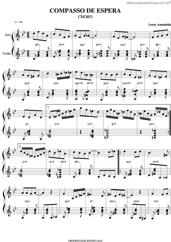 Partitura da música Compasso De Espera