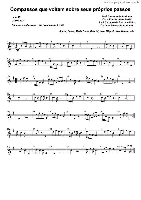 Partitura da música Compassos Que Voltam Sobre Seus Próprios Passos