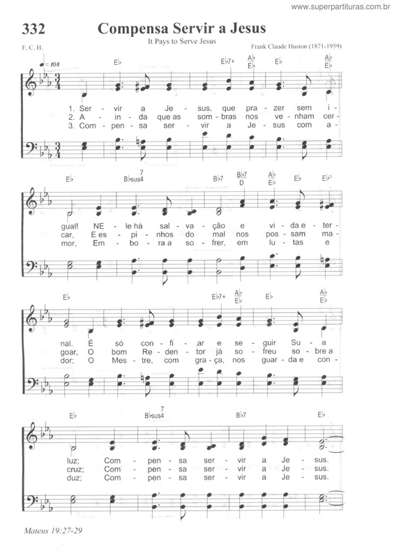 Partitura da música Compensa Servir A Jesus