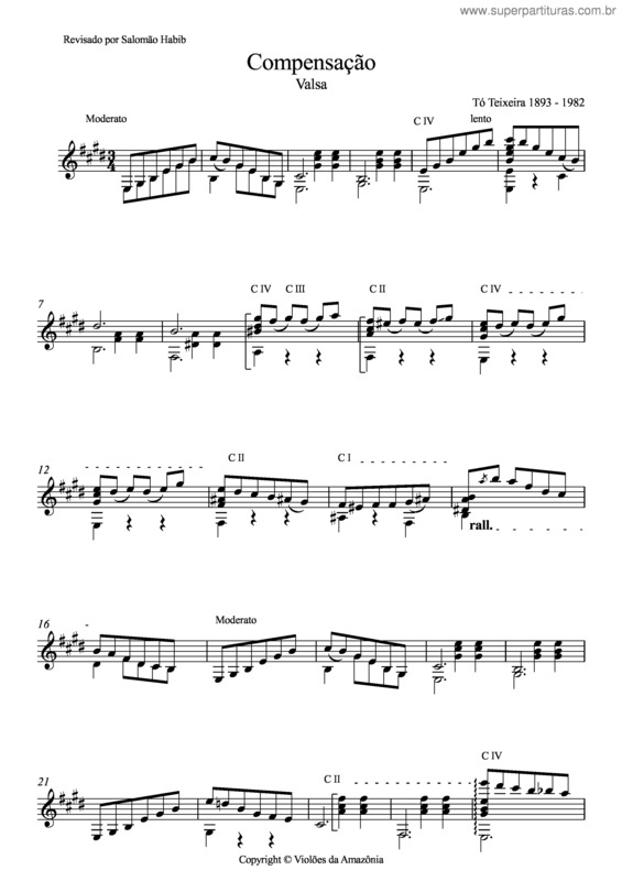 Partitura da música Compensação