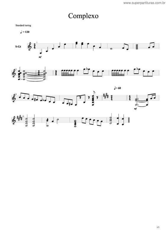Partitura da música Complexo