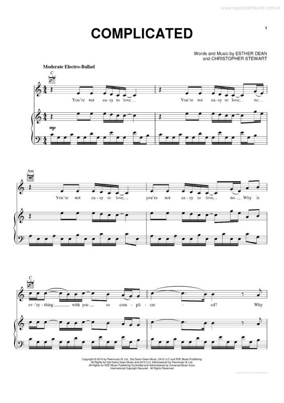 Partitura da música Complicated v.3