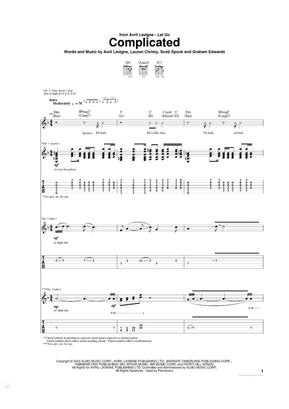 Partitura da música Complicated v.4