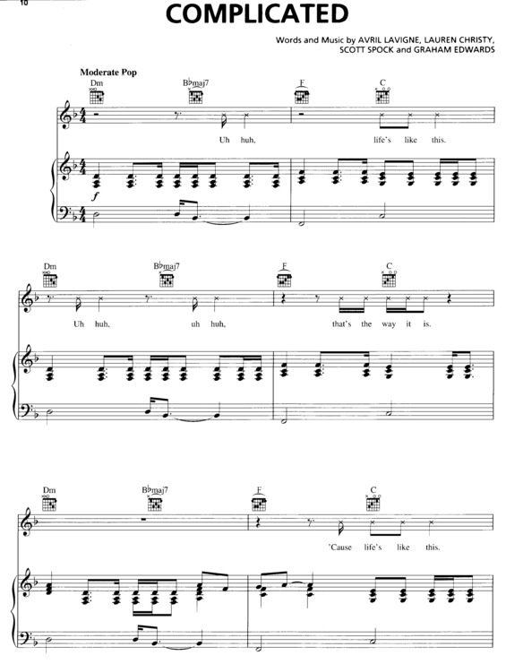 Partitura da música Complicated v.7