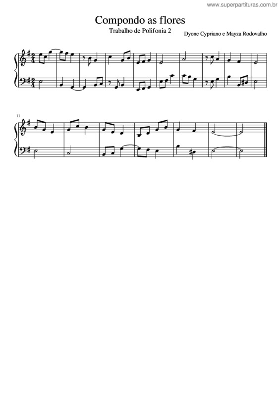 Partitura da música Compondo As Flores Com Sens Vel