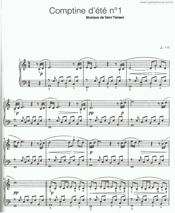 Partitura da música Comptine D`ete Nº 1