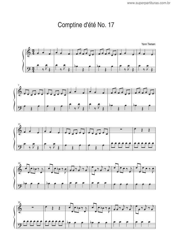 Partitura da música Comptine D`ete Nº 17