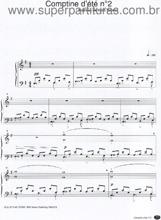 Partitura da música Comptine D`ete Nº 2