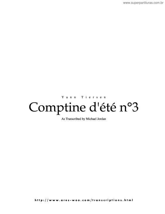 Partitura da música Comptine D`ete Nº 3