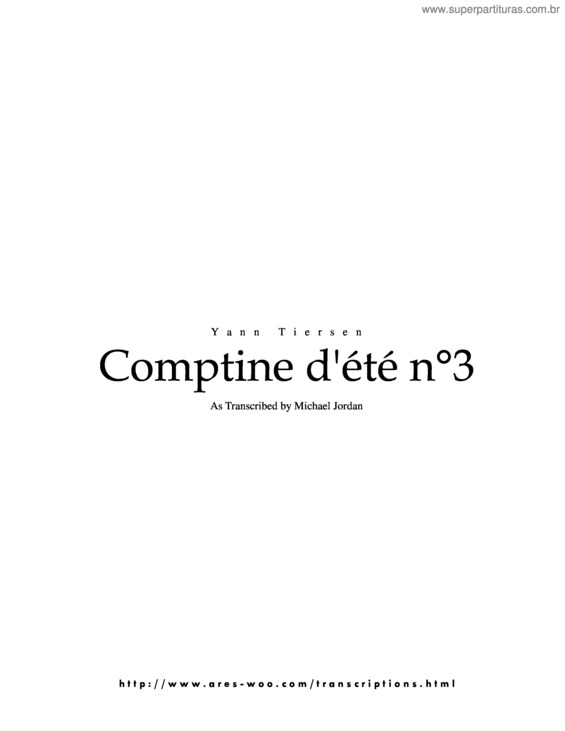 Partitura da música Comptine D`ete Nº 3