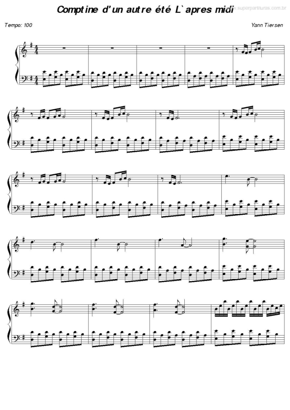 Partitura da música Comptine d`un autre été L`apres midi