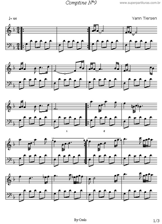 Partitura da música Comptine Nº9