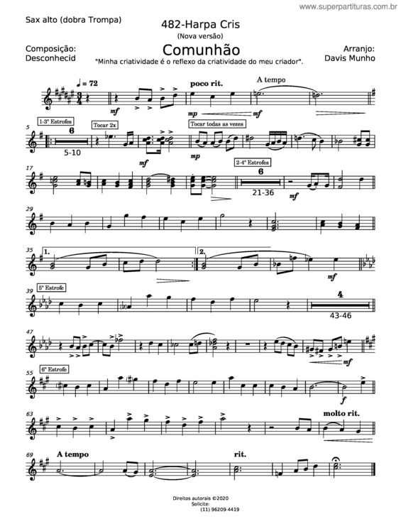 Partitura da música Comunhão – Desconhecido