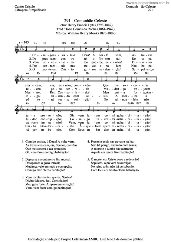 Partitura da música Comunhão Celeste