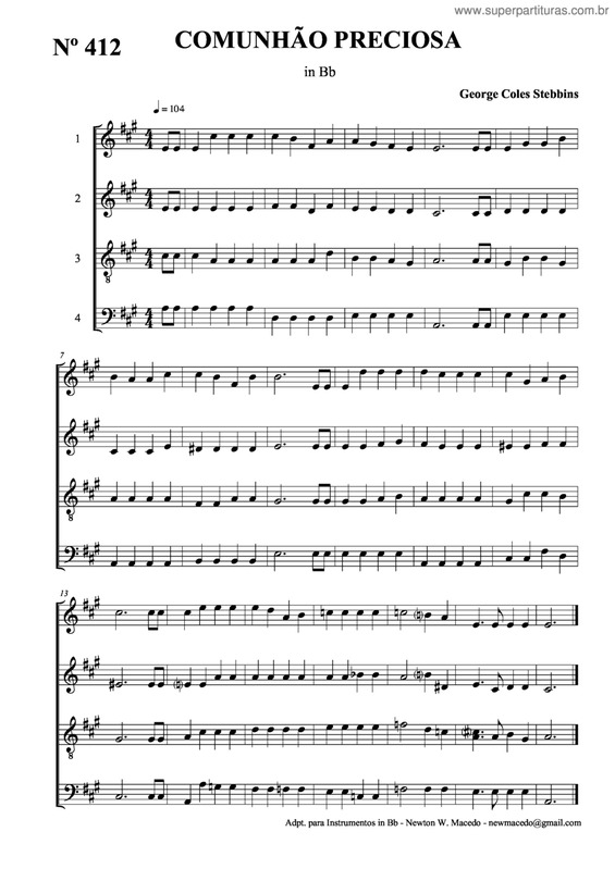 Partitura da música Comunhão Preciosa v.2