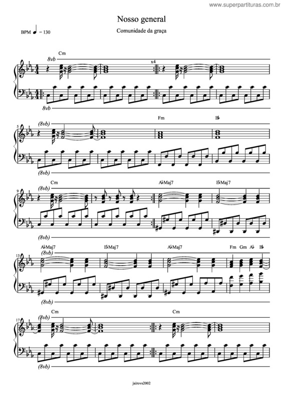 Partitura da música Comunidade Da Graca – Nosso General
