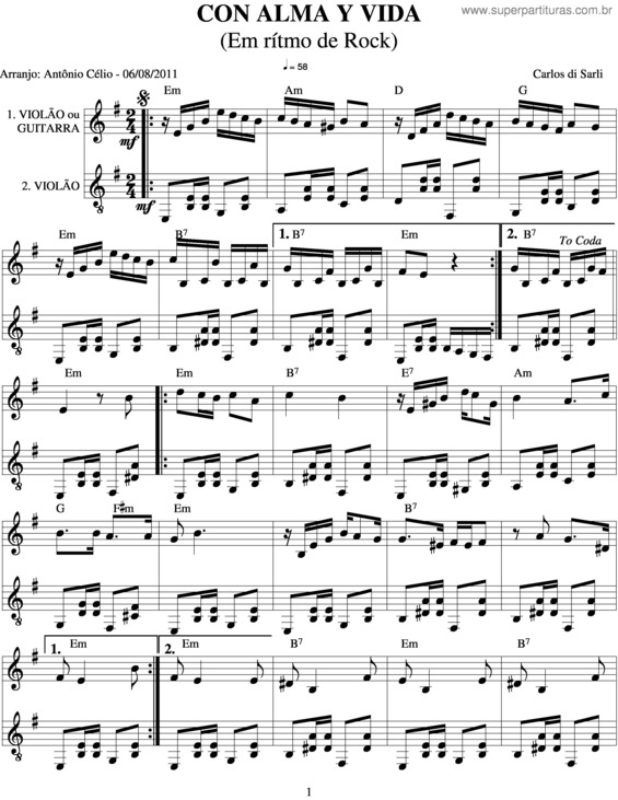 Partitura da música Con Alma Y Vida