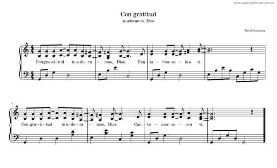 Partitura da música Con Gratitud Te Adoramos, Dios