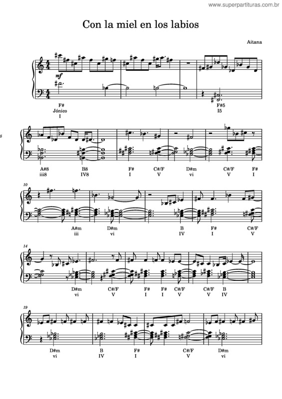 Partitura da música Con La Miel En Los Labios v.2