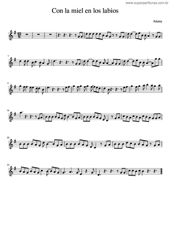 Partitura da música Con La Miel En Los Labios v.3
