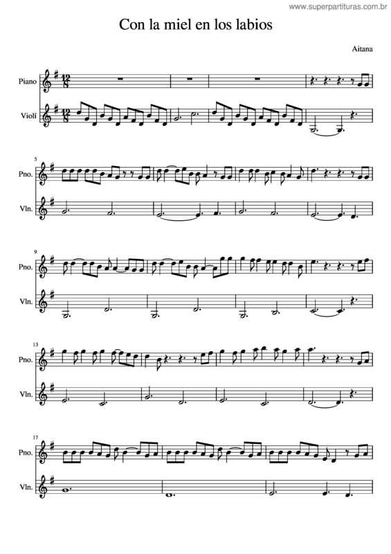 Partitura da música Con La Miel En Los Labios
