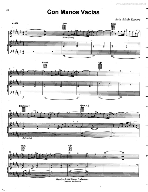 Partitura da música Con Manos Vacías