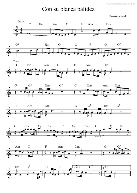 Partitura da música Con Su Blanca Palidez