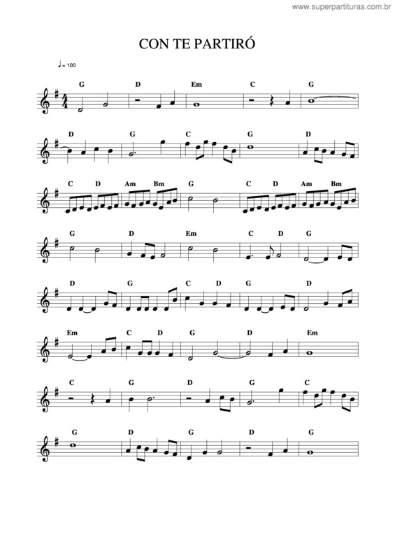 Partitura da música Con Te Partiro v.4