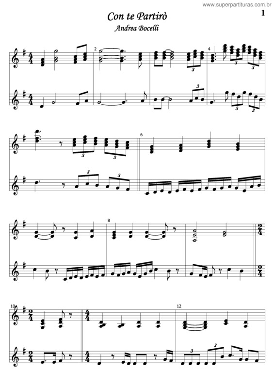 Partitura da música Con Te Partirò v.5