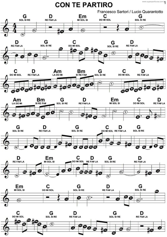 Partitura da música Con Te Partiro v.6