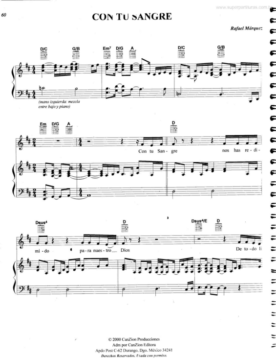 Partitura da música Con Tu Sangre