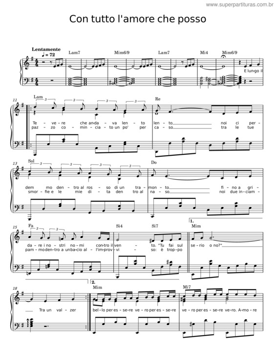 Partitura da música Con Tutto L`Amore Che Posso