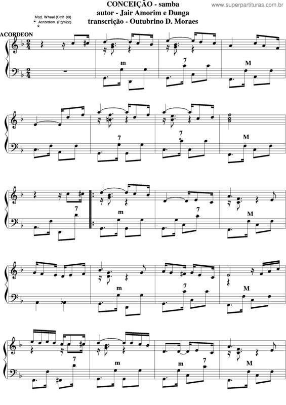 Partitura da música Conceição 