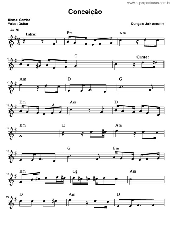 Partitura da música Conceição v.16
