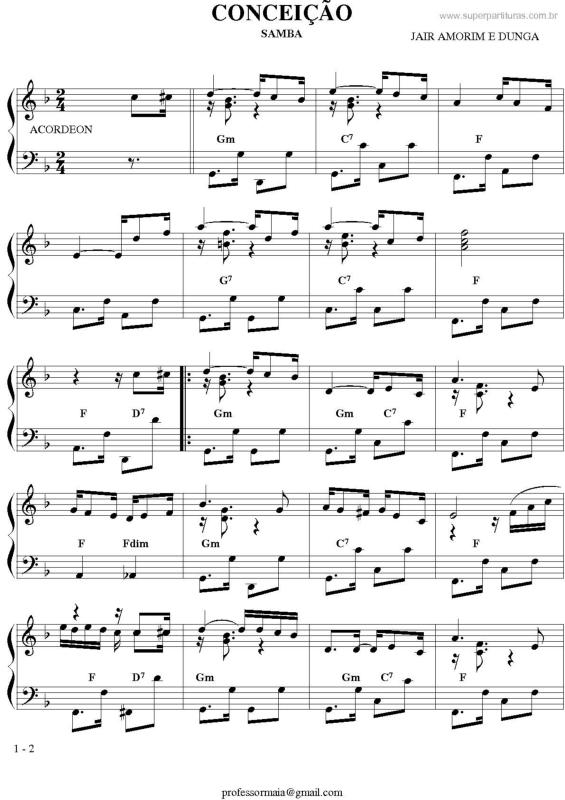 Partitura da música Conceição
