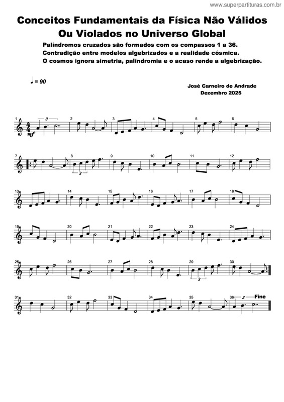 Partitura da música Conceitos Fundamentais Da Física Não Válidos Ou Violados No Universo Global
