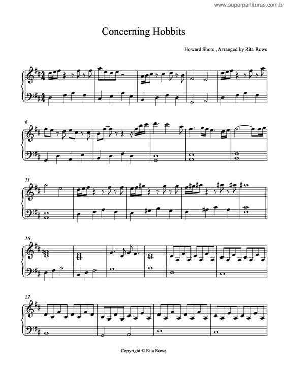 Partitura da música Concerning Hobbits v.2