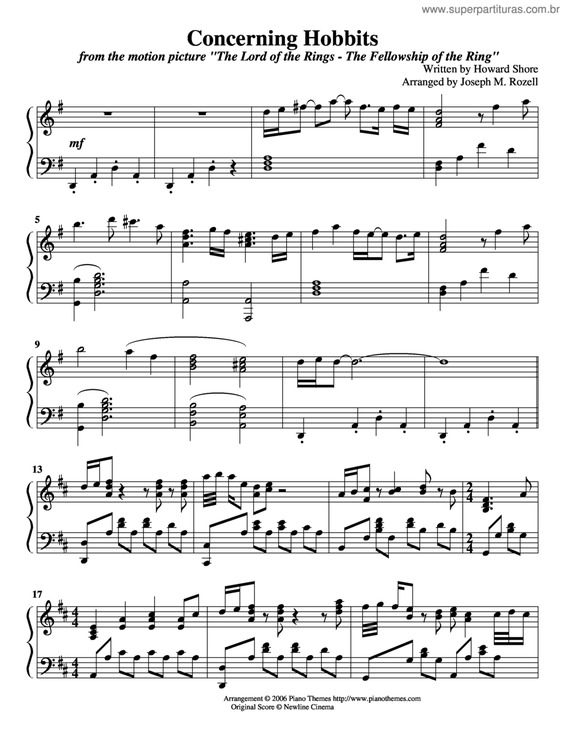 Partitura da música Concerning Hobbits v.4