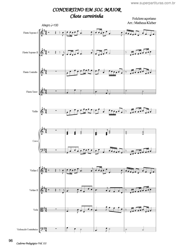 Partitura da música Concertino em Sol maior