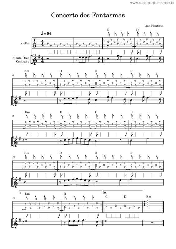 Partitura da música Concerto Dos Fantasmas – Igor Flautista
