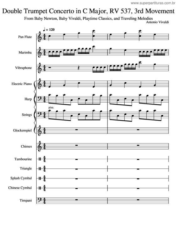 Partitura da música Concerto For 2 Trumpets In C Major, Rv 537 – Antonio Vivaldi Double Trumpet Concerto In C Major, Rv 537, 3Rd Movement