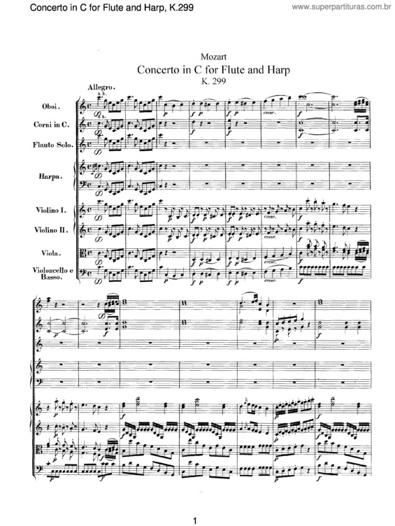 Partitura da música Concerto for Flute, Harp, and Orchestra