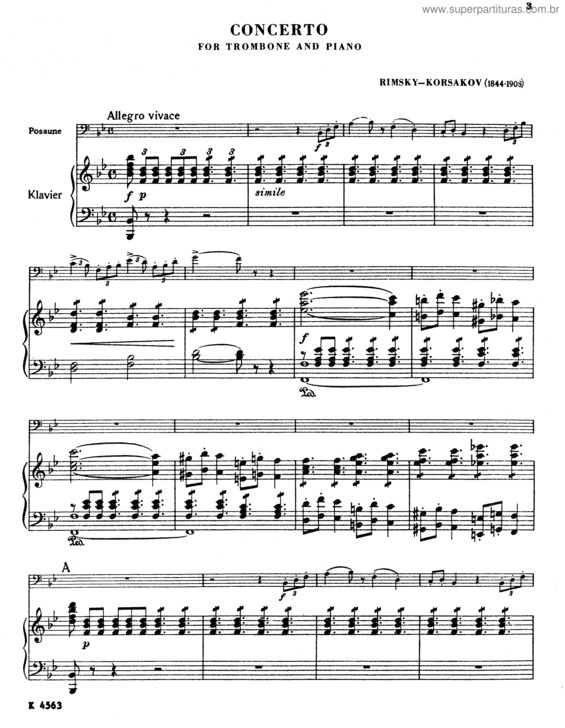 Partitura da música Concerto for trombone and military band