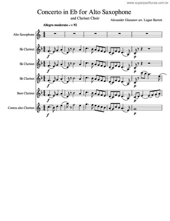 Partitura da música Concerto In Eb For Alto Saxophone And Clarinet Choir