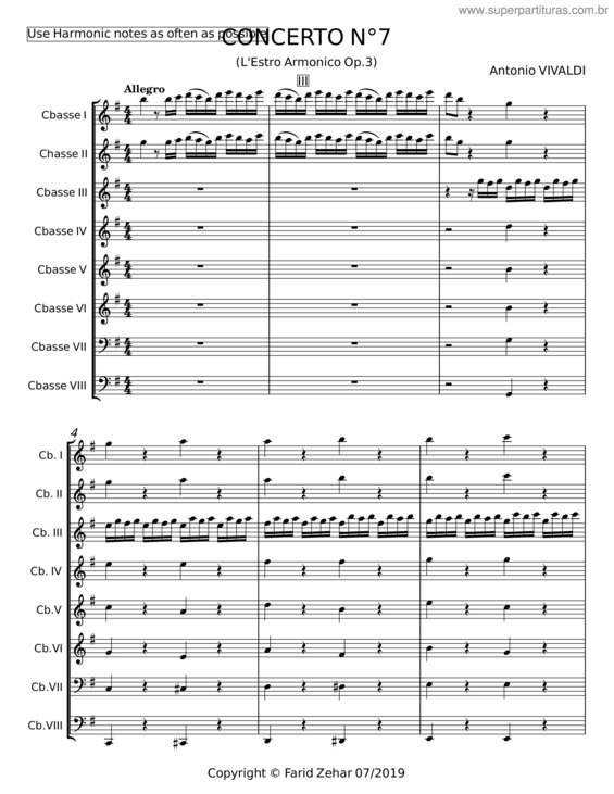 Partitura da música Concerto In Mi Maggiore Per Violino, Archi E Organo „La Primavera“ Op. 7, No 1 — F. I N. 22 Tr v.2