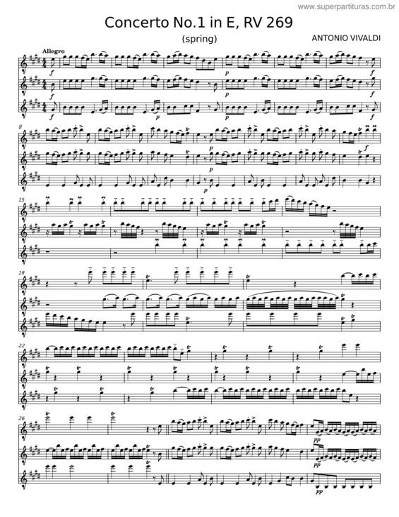 Partitura da música Concerto In Mi Maggiore Per Violino, Archi E Organo „La Primavera“ Op. 7, No 1 — F. I N. 22 Tr